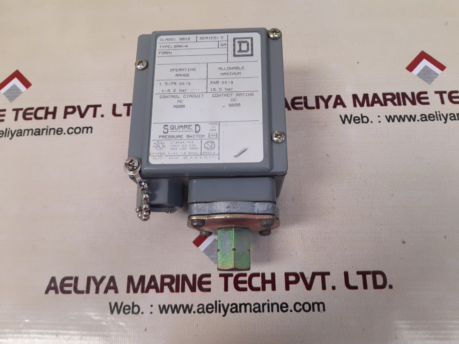 Square d 9012 gaw-4 ser.c pressure switch