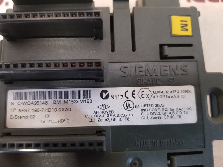 Siemens simatic s7 6es7 195-7hd10-0xa0 bus module