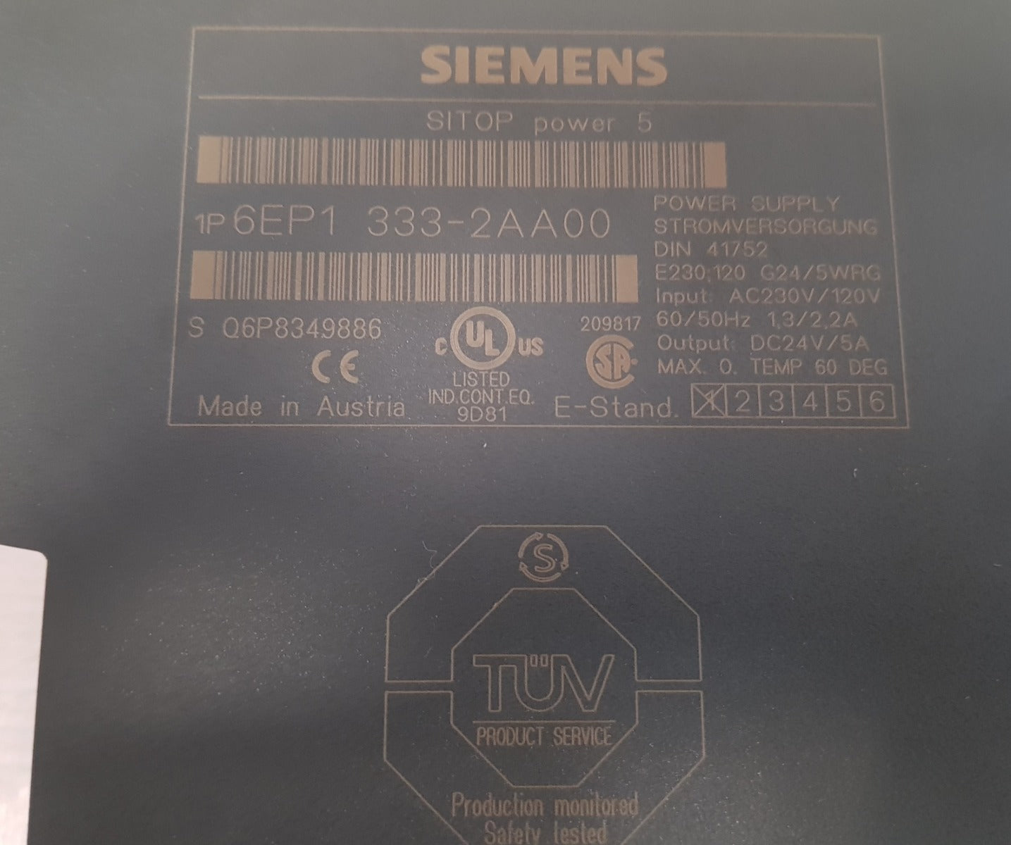 Siemens sitop power 5 6ep1333-2aa00 power supply 