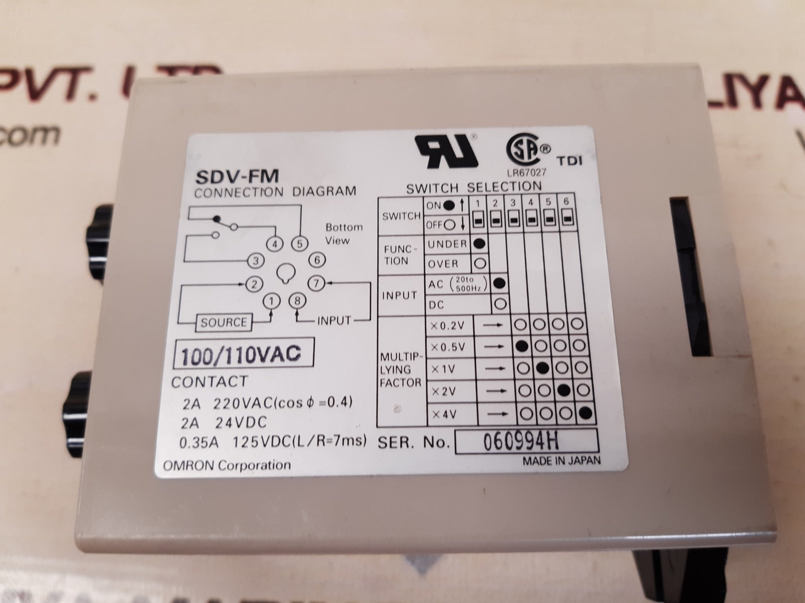 Omron sdv-fm6 voltage sensor 100/110vac