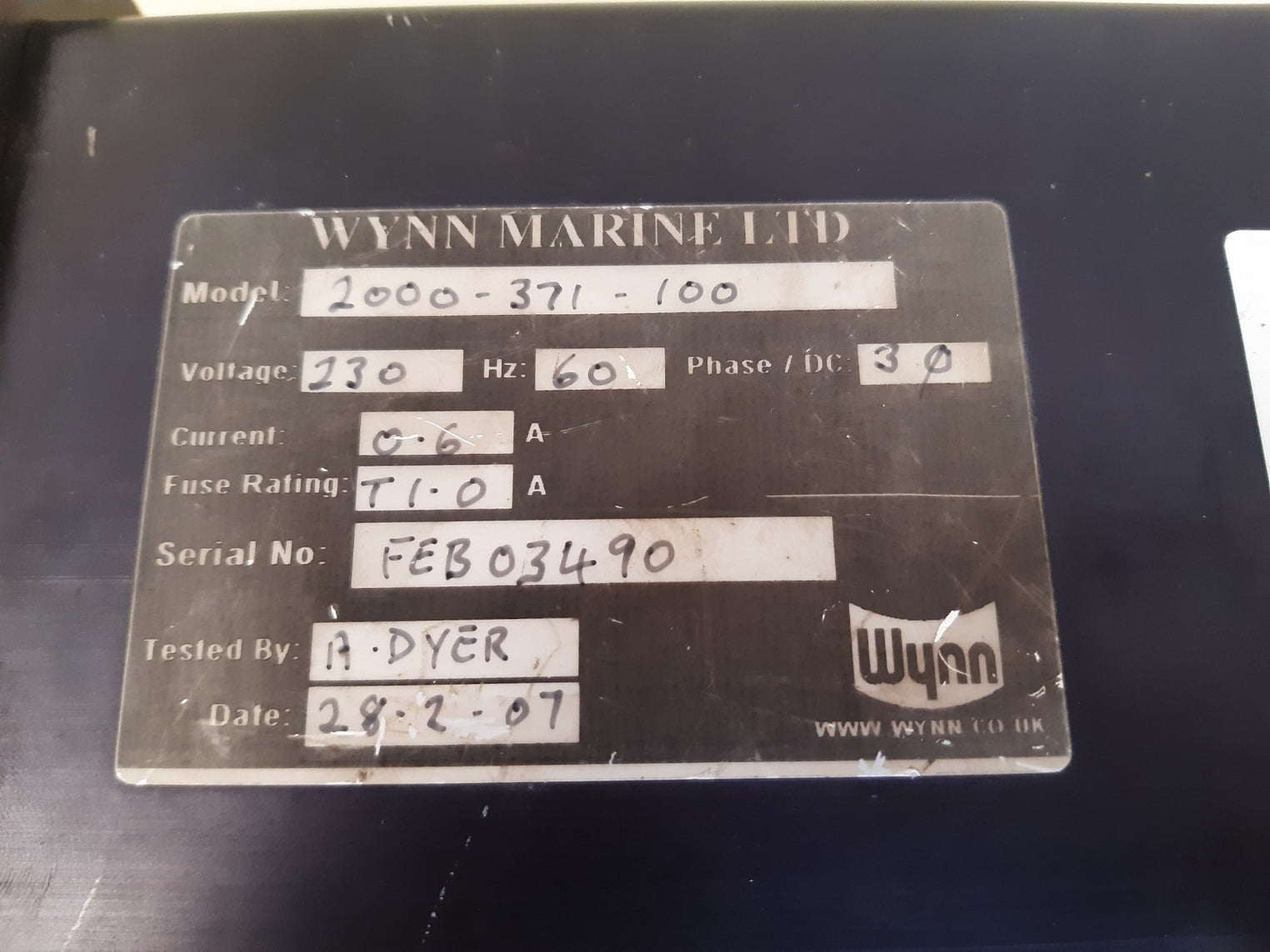 Wynn 2000-371-100 series 2000 wiper control