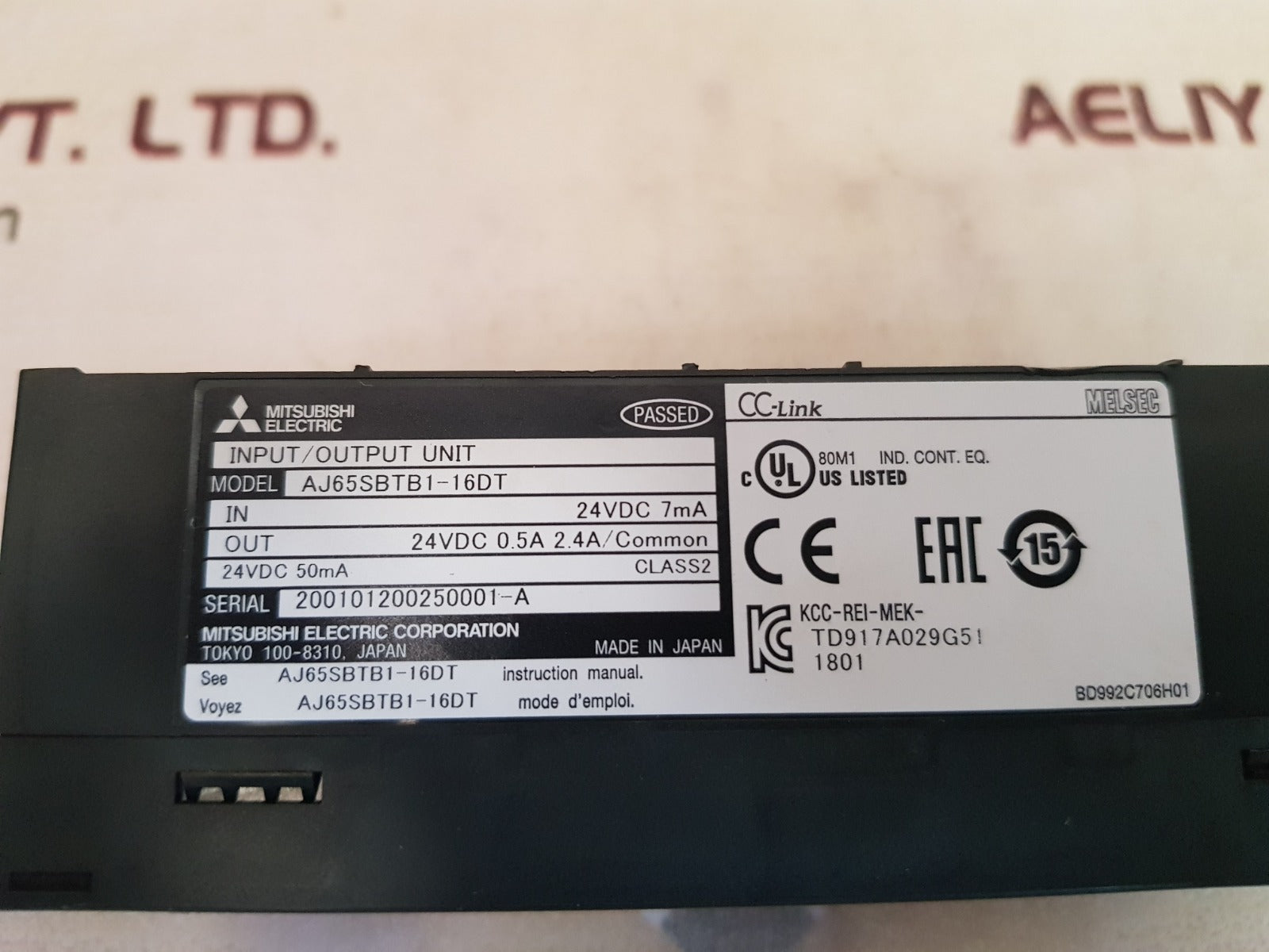 Mitsubishi Electric Aj65Sbtb1-16Dt Input/Output Unit 24Vdc