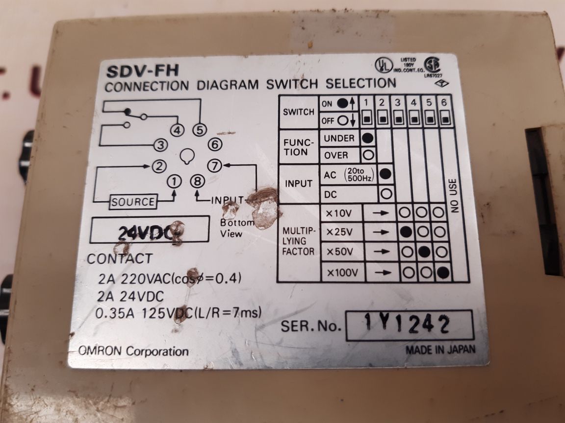 Omron sdv-fh2 voltage sensor Used 