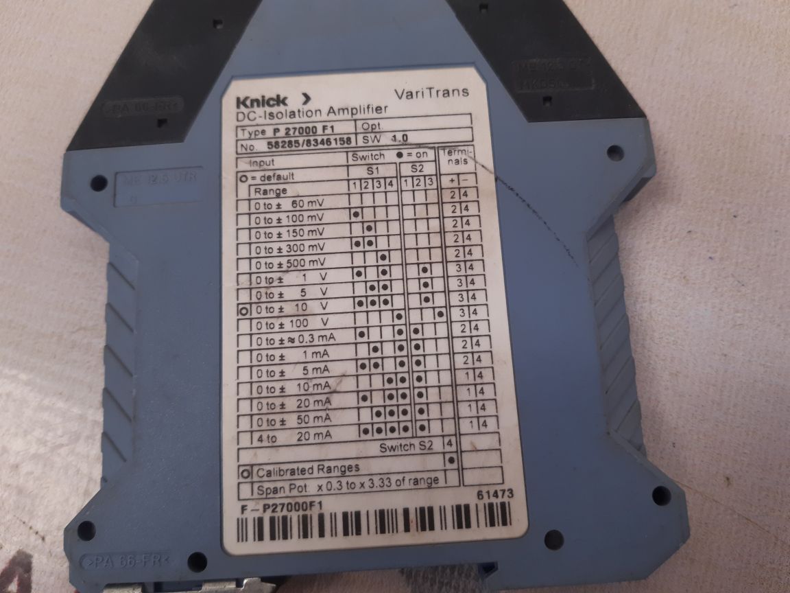 Knick varitrans p 27000 f1 dc-isolation amplifier