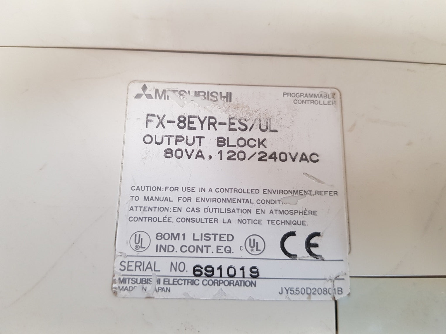 Mitsubishi Fx-8Eyr-es/Ul Programmable Controller Unit 120/240Vac