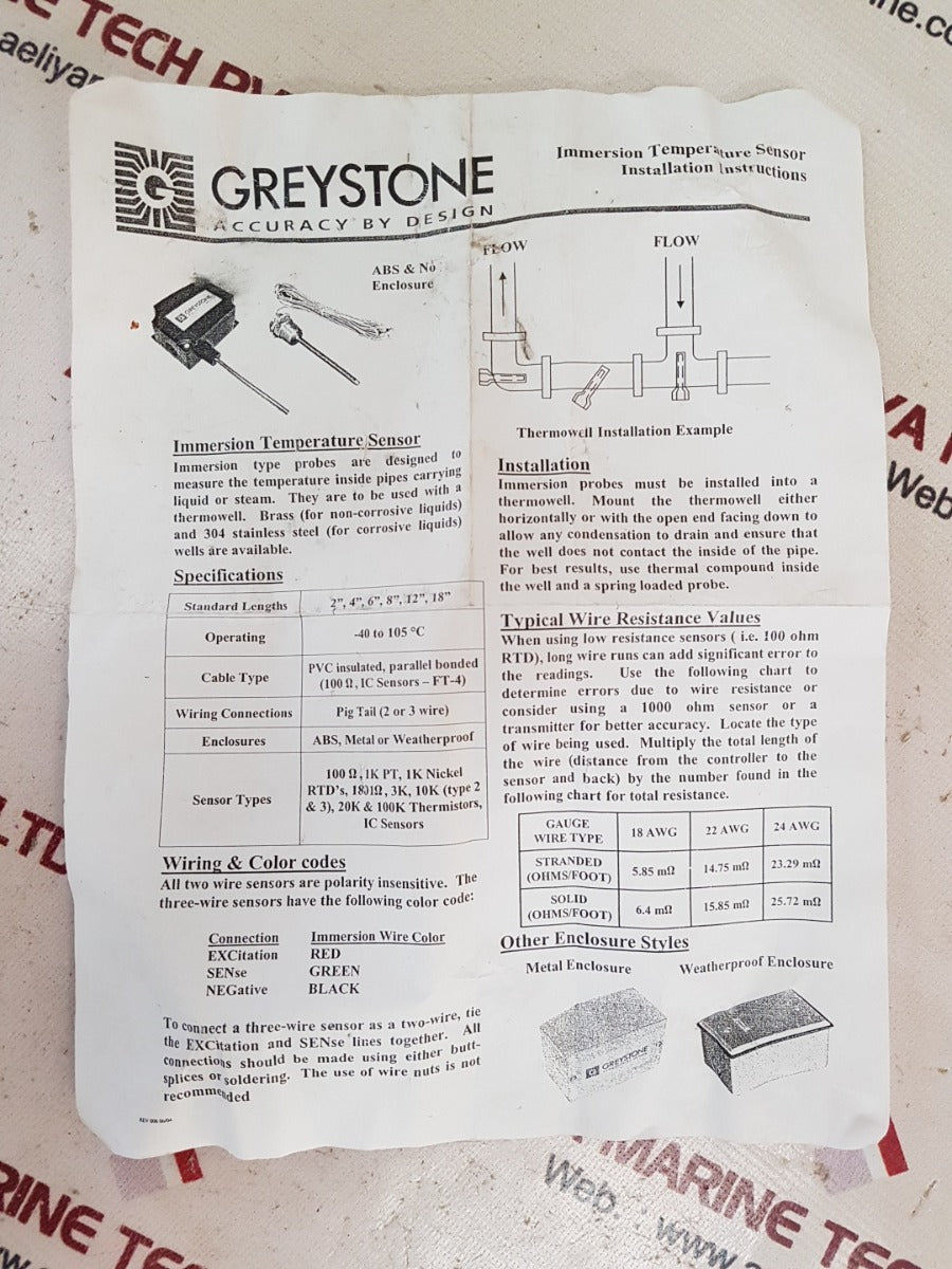 Greystone te200cm20b2e immersion temperature sensor