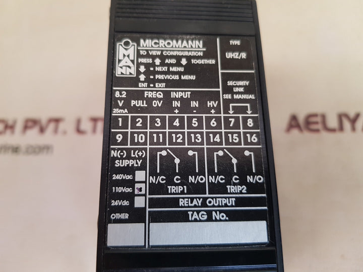 Mann Industries Uhz/R/110Vac/V1.20 Monitoring Module