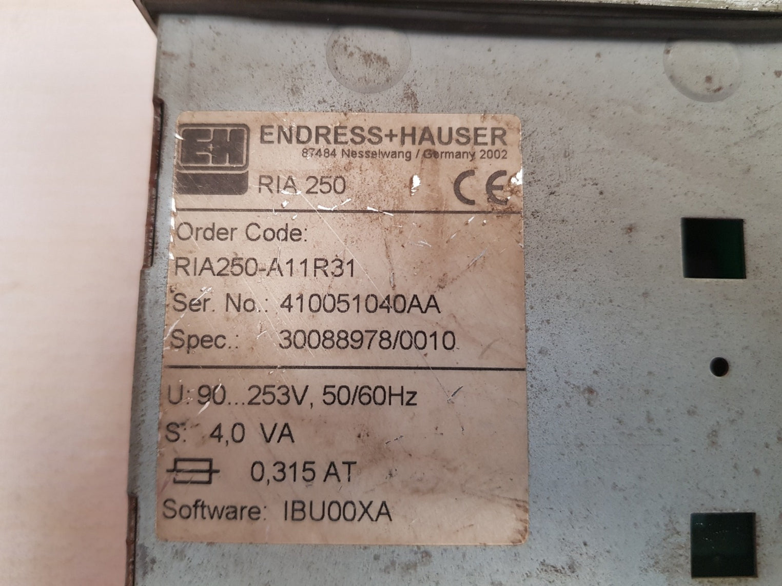 Endress+Hauser Ria 250-a11R31 Process Controller 90-253V, 50/60Hz