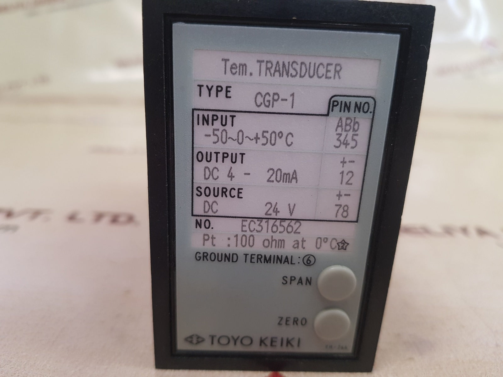 Toyo Keiki Cgp-1 Temperature Transducer Dc 24V