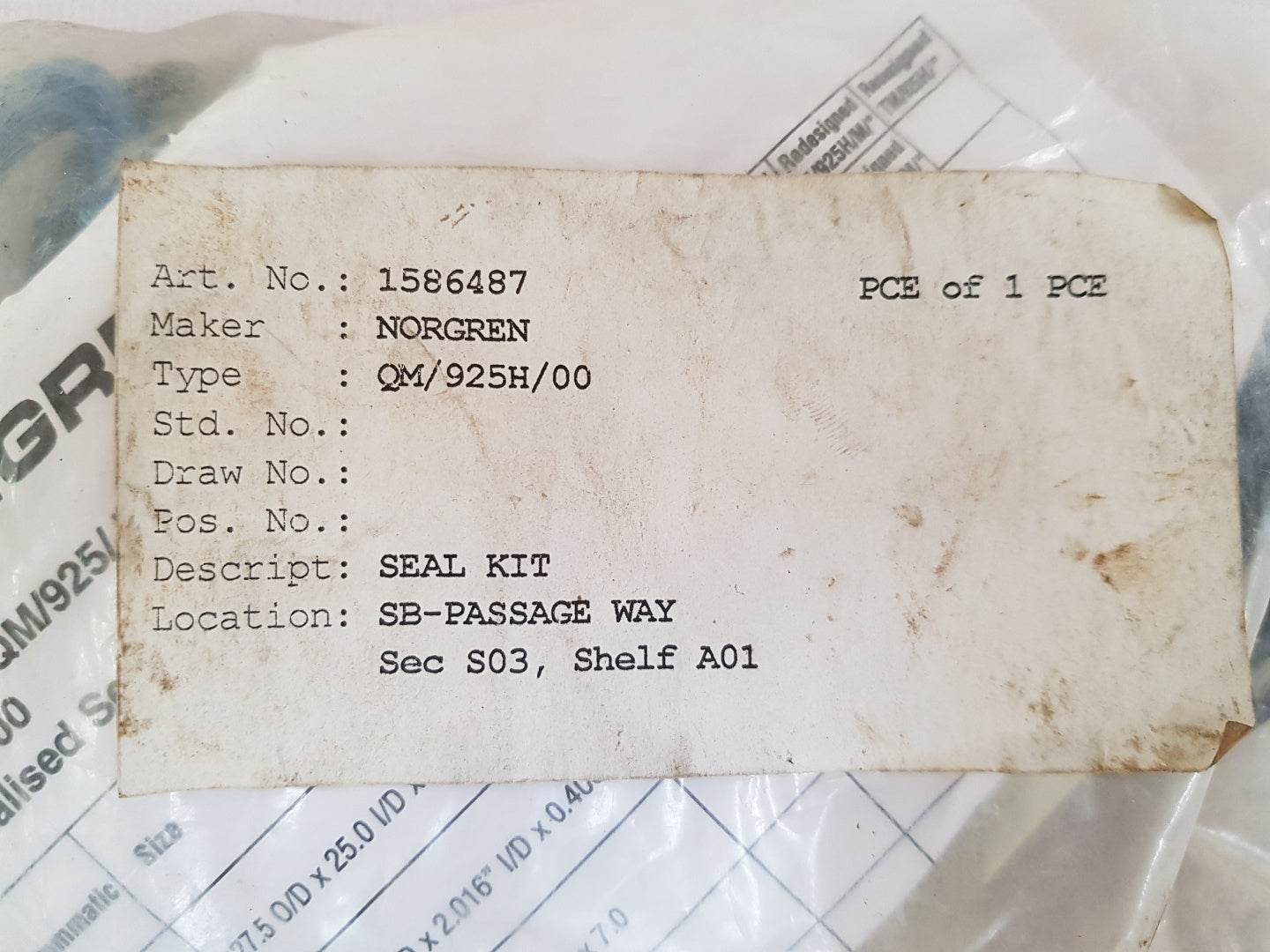 Norgren qm/925h/00 seal kit