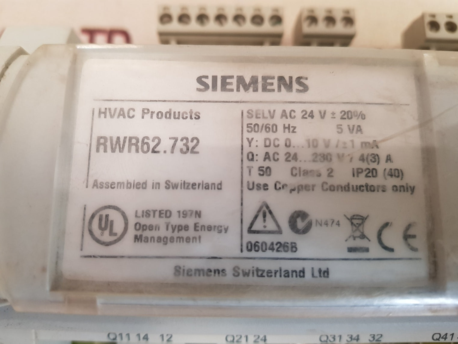 Siemens Landis & Staefa Rwr62.732 Controller