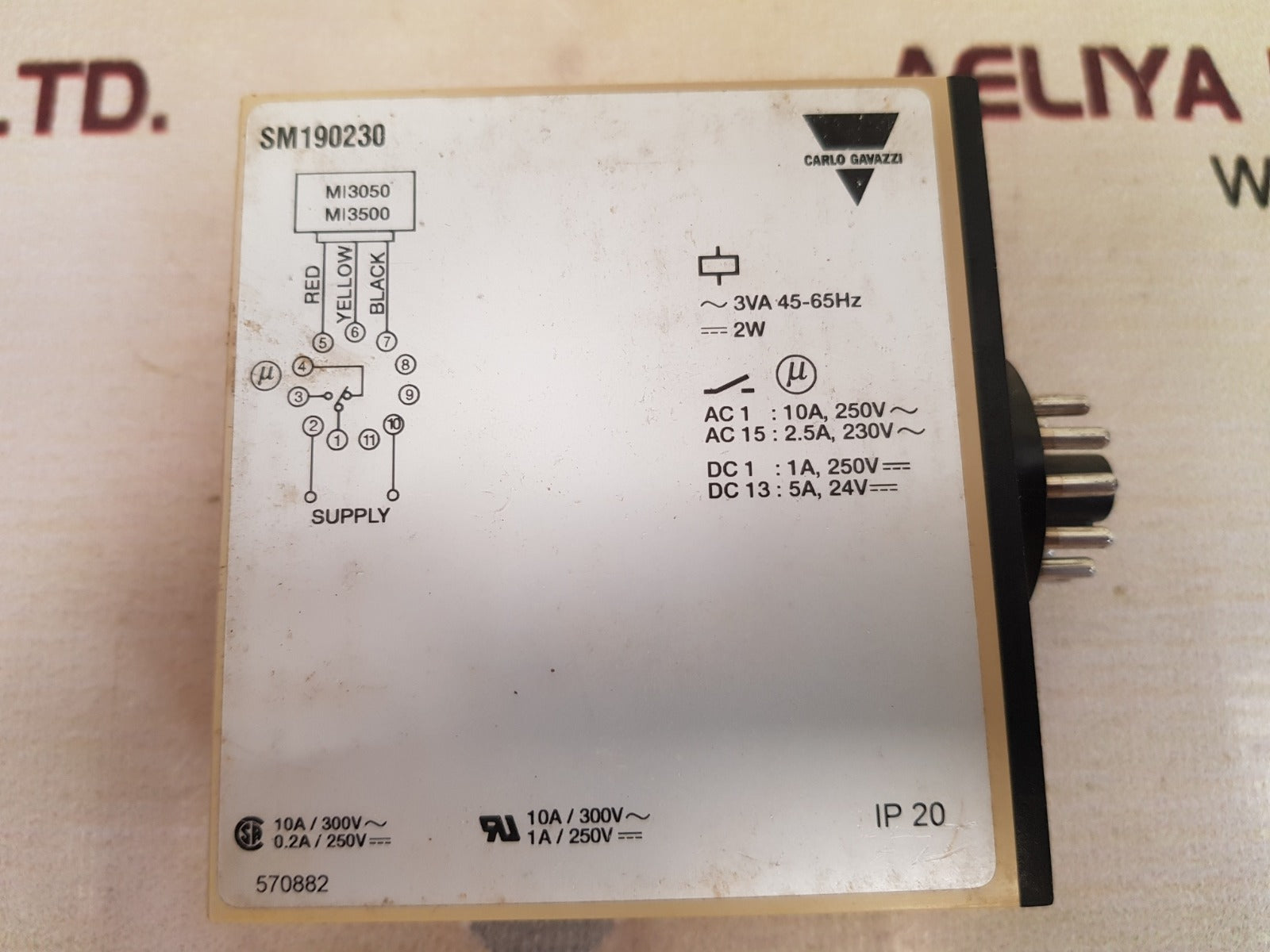 Carlo gavazzi sm 190 230 3-phase current relay 230v~ 50/60 hz