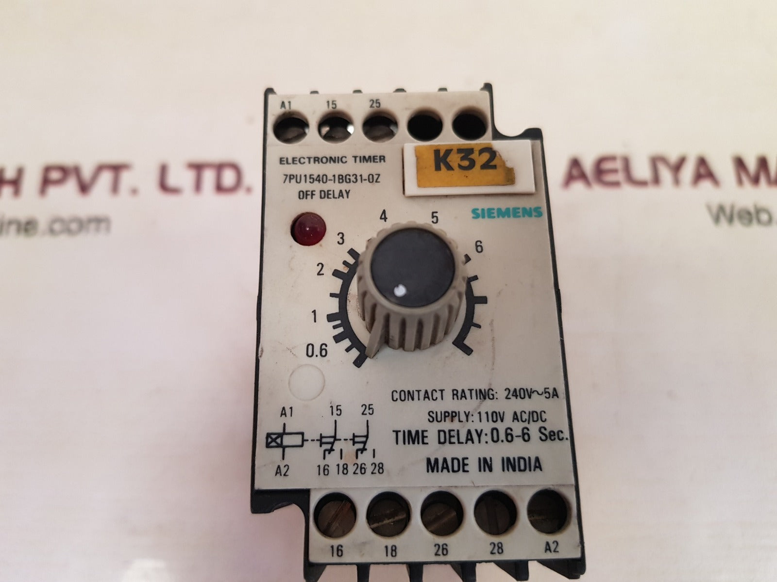 Siemens 7Pu1540-1Bg31-0Z Off Delay Electronic Timer 0.6-6 Sec