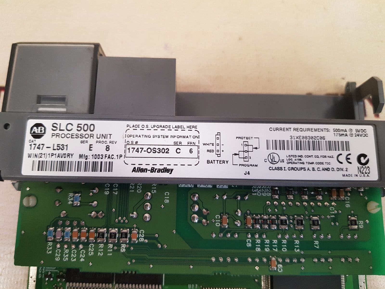 Allen-bradley 1747-l531 ser.e rev.8 slc 500 processor unit