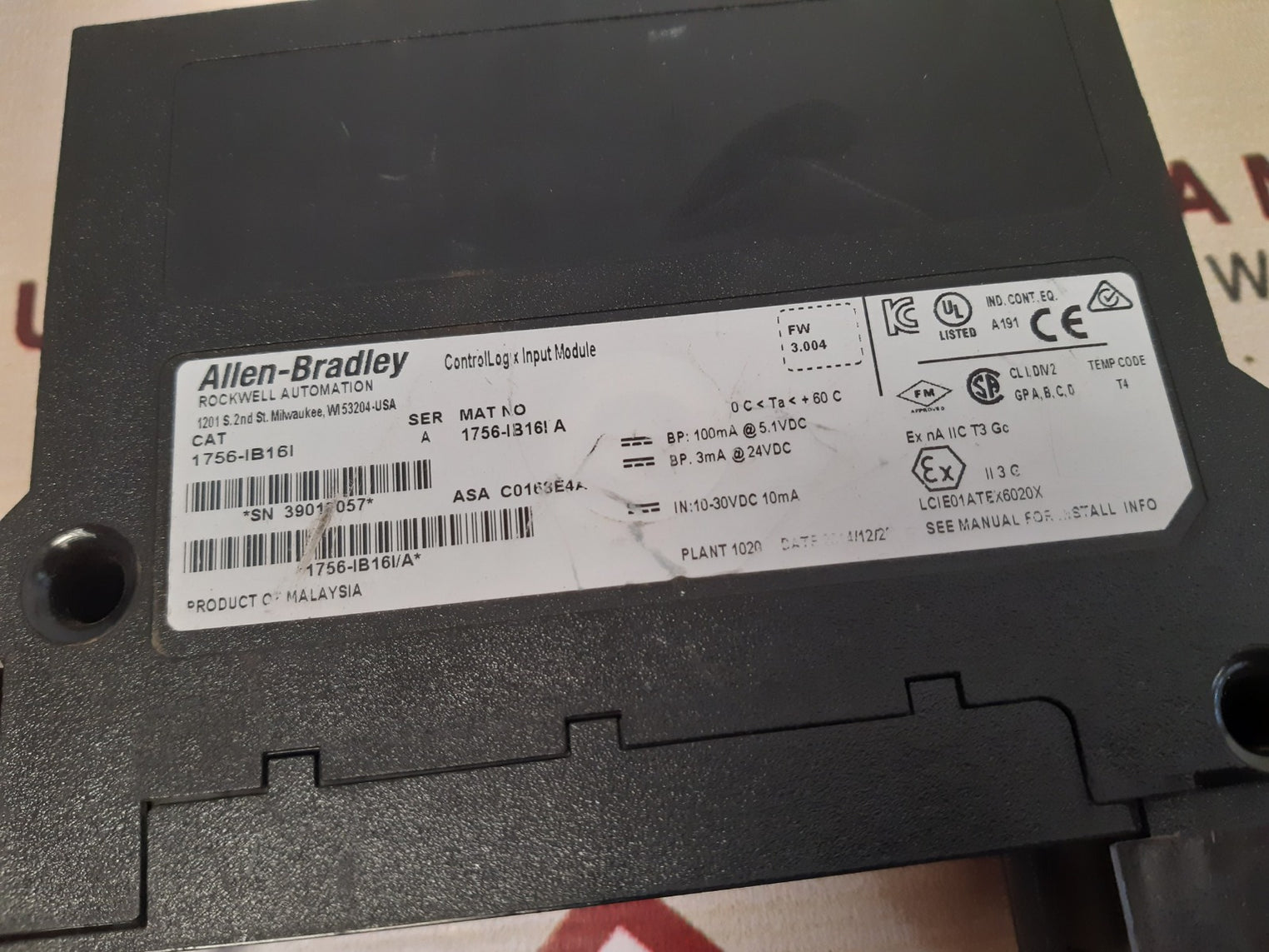 Allen-bradley 1756-ib16I Ser.A Controllogix Isolated Input Module 10-30Vdc