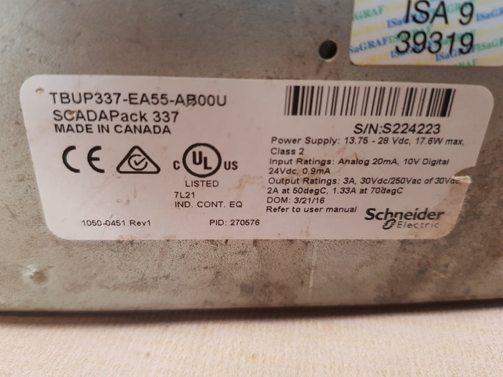 Schneider Electric Scadapack 337 Remote Telemetry Unit Tbup337-ea55-ab00U