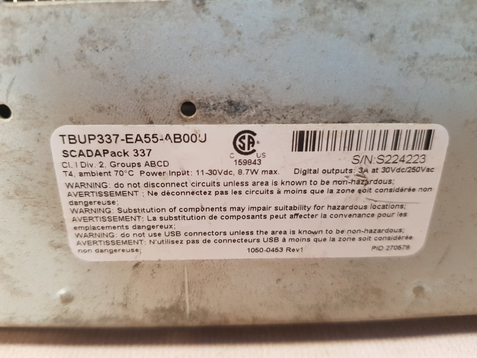 Schneider Electric Scadapack 337 Remote Telemetry Unit Tbup337-ea55-ab00U