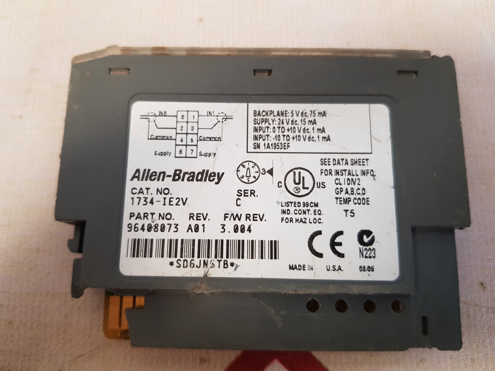 Allen-bradley 1734-ie2V Ser C Analog Voltage Input Module 96408073