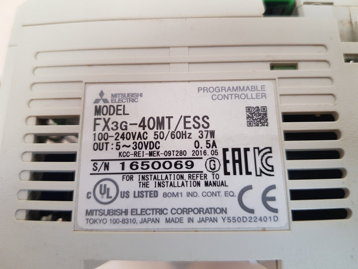 Mitsubishi Fx3G-40Mt/Ess Programmable Controller 100-240Vac 50/60Hz 37W