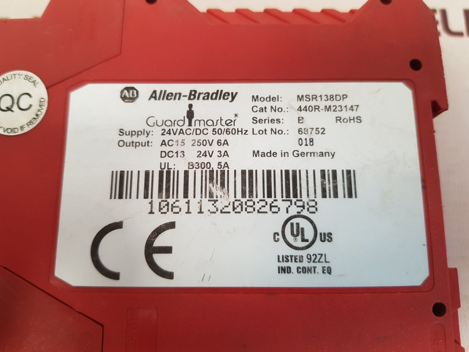 Allen-bradley msr138dp guard master safety relay 440r-m23147