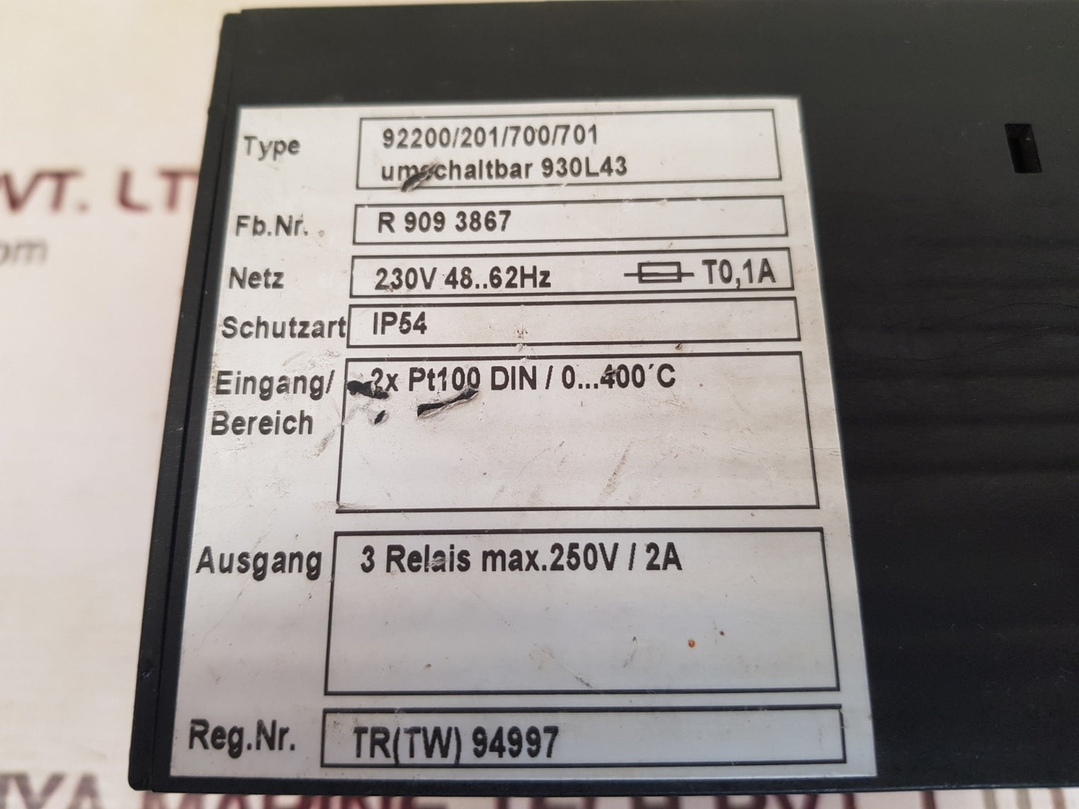 Bertrams Konus 92200/201/700/701 Temperature Controller 230V 48..62Hz