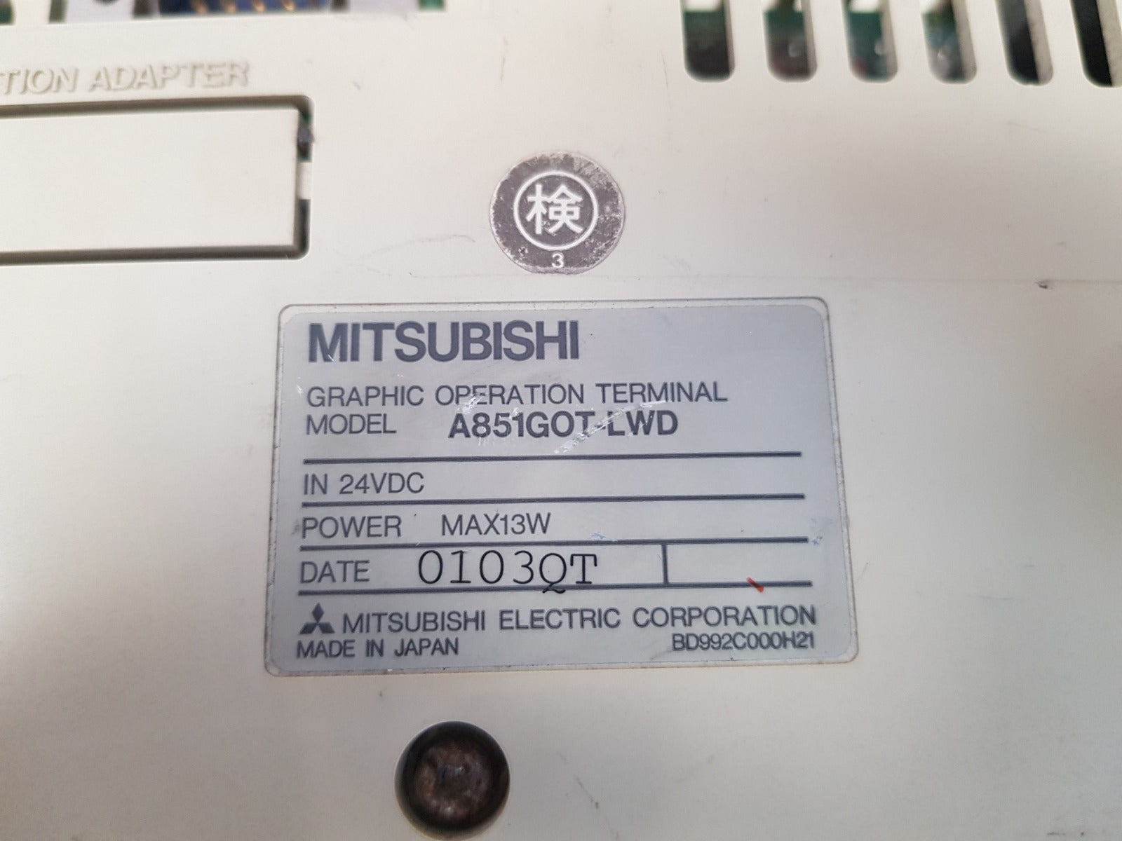 Mitsubishi A851Got-lwd Graphic Operation Terminal Touch Screen Panel 24Vdc