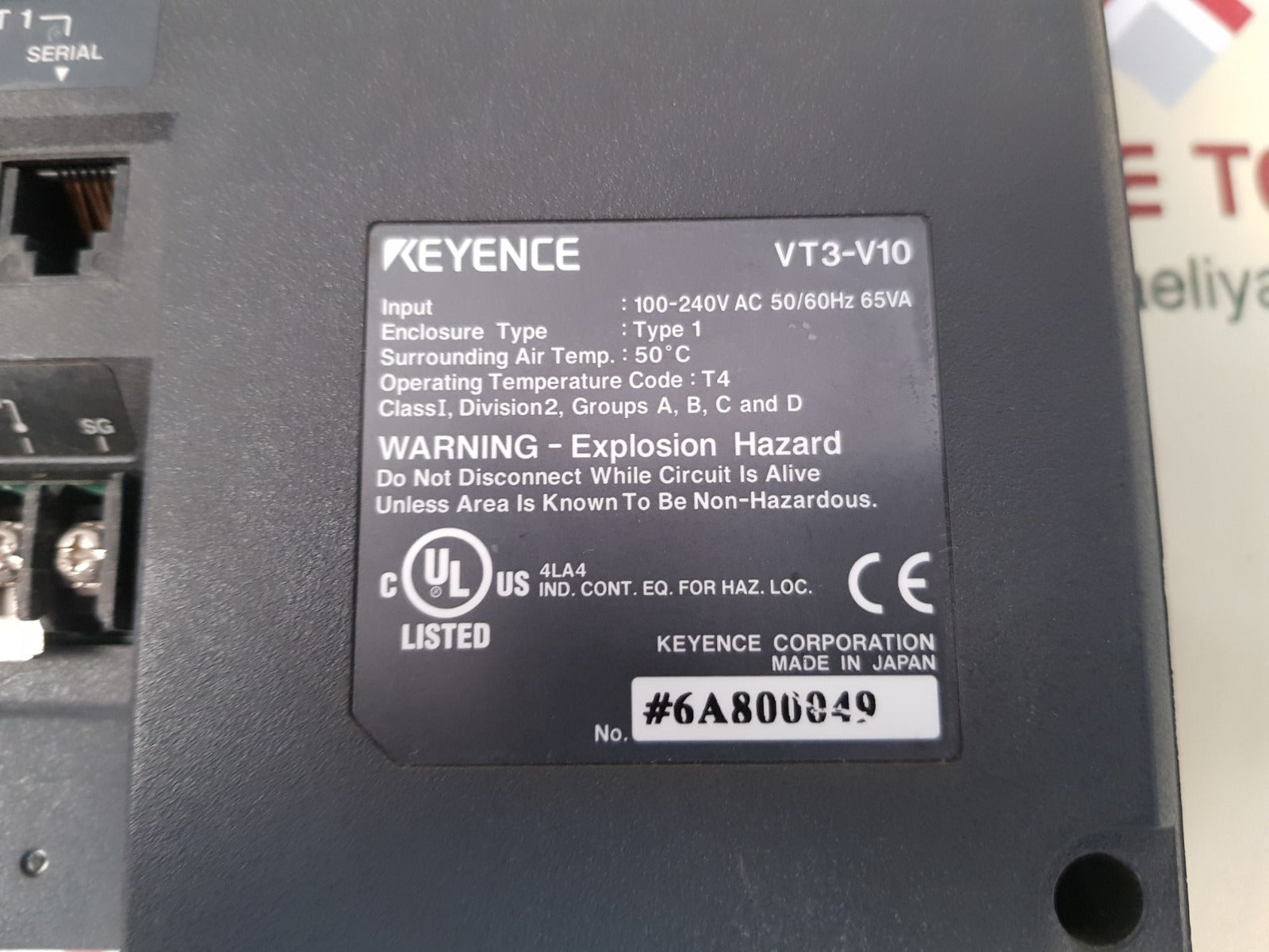 Keyence Vt3-v10 Touch Screen Panel 100-240V Ac 50/60Hz 65Va
