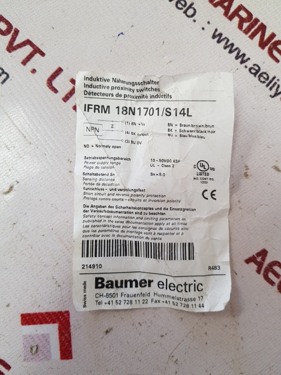 Baumer ifrm 18n1701/s14l inductive proximity sensor