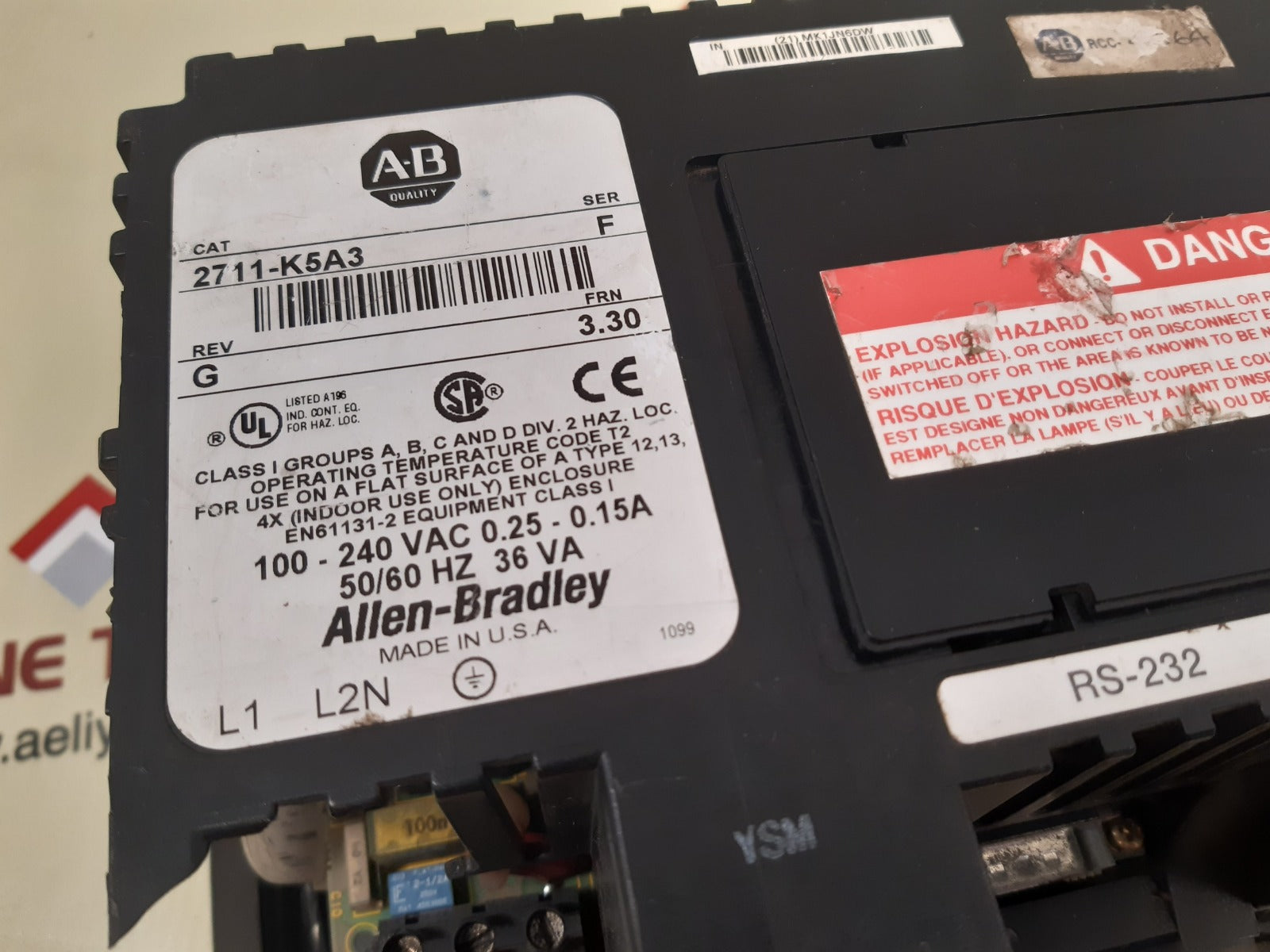 Allen-bradley 2711-k5a3 ser f panelview rev.g frn 3.30