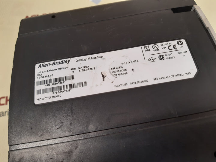 Allen-bradley 1756-pa75 ser b controllogix ac power supply