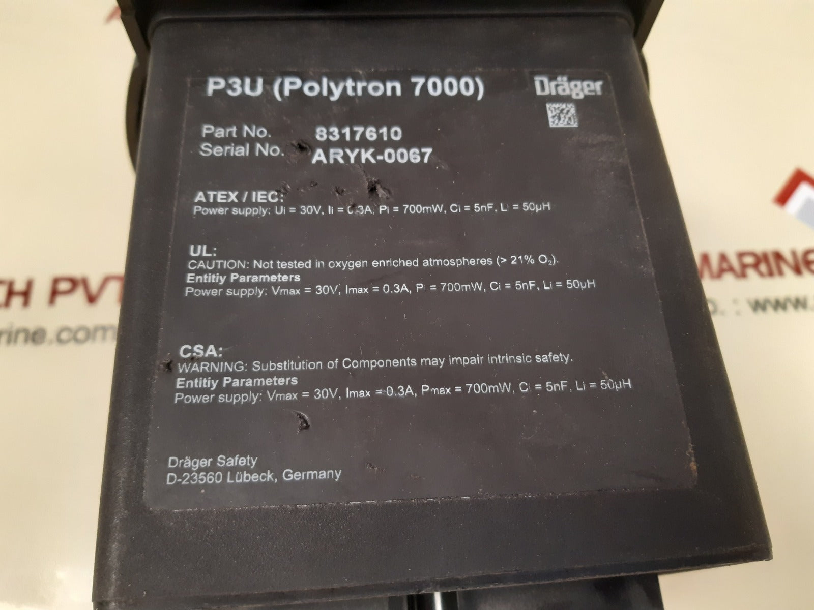 Drager Polytron 8317610 P3U (Polytron 7000) Toxic Gases And Oxygen Detector