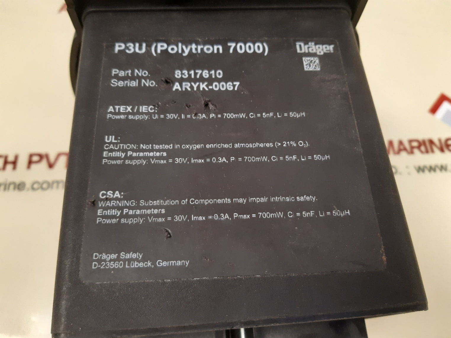 Drager Polytron 8317610 P3U (Polytron 7000) Toxic Gases And Oxygen Detector
