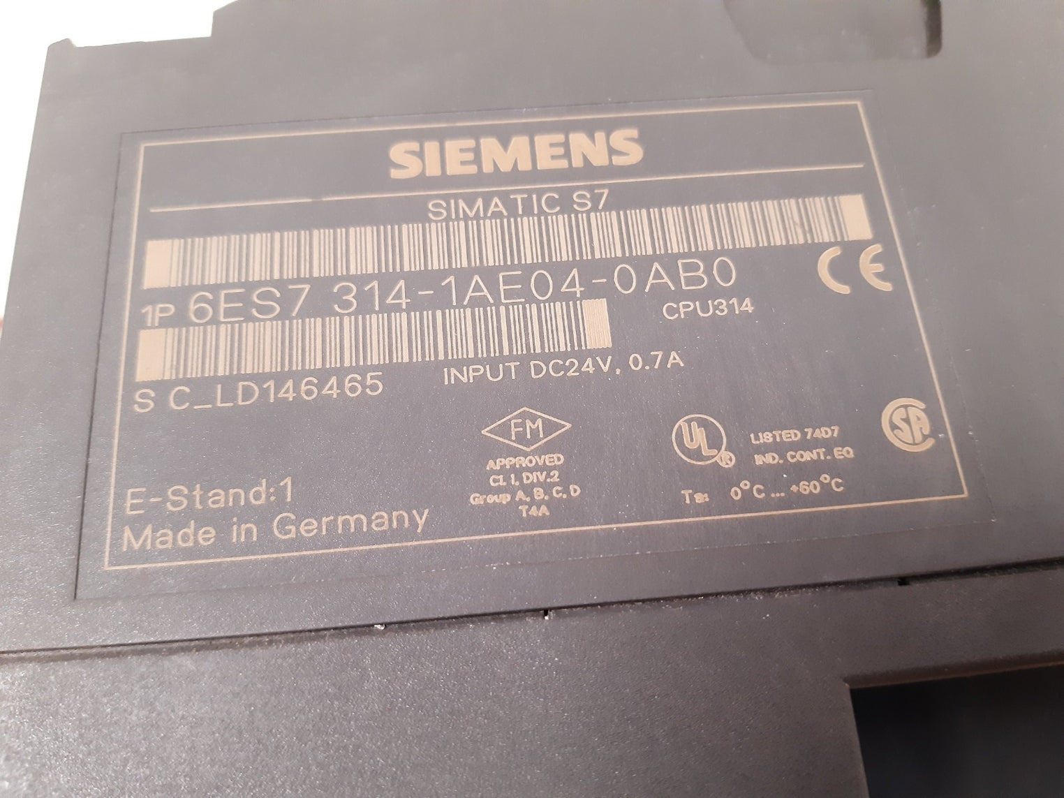 Siemens Simatic S7 6Es7 314-1Ae04-0Ab0 Module Dc24V, 0.7A