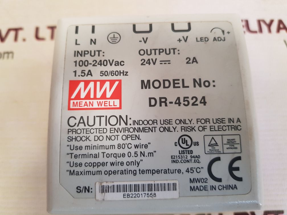 Mean well dr-4524 power supply 1.5a 50/60hz