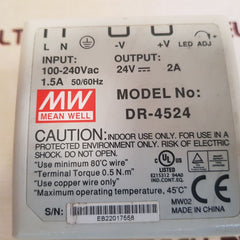 Mean well dr-4524 power supply 1.5a 50/60hz