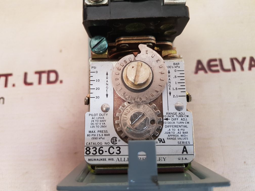 Allen-bradley 836-c3 ser.a pressure switch 80 psi/5.5bar