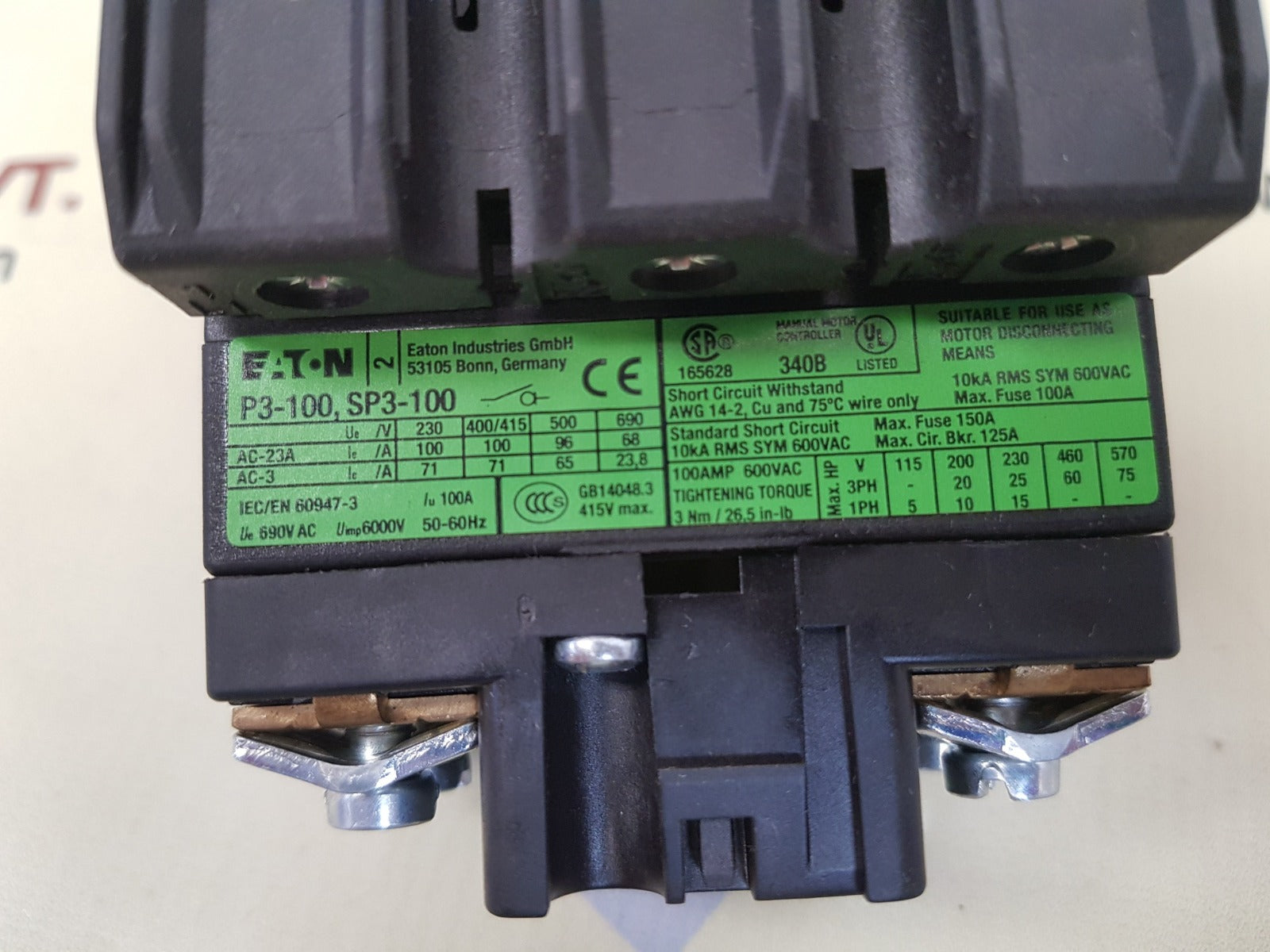 Eaton p3-100, sp3-100 main switch