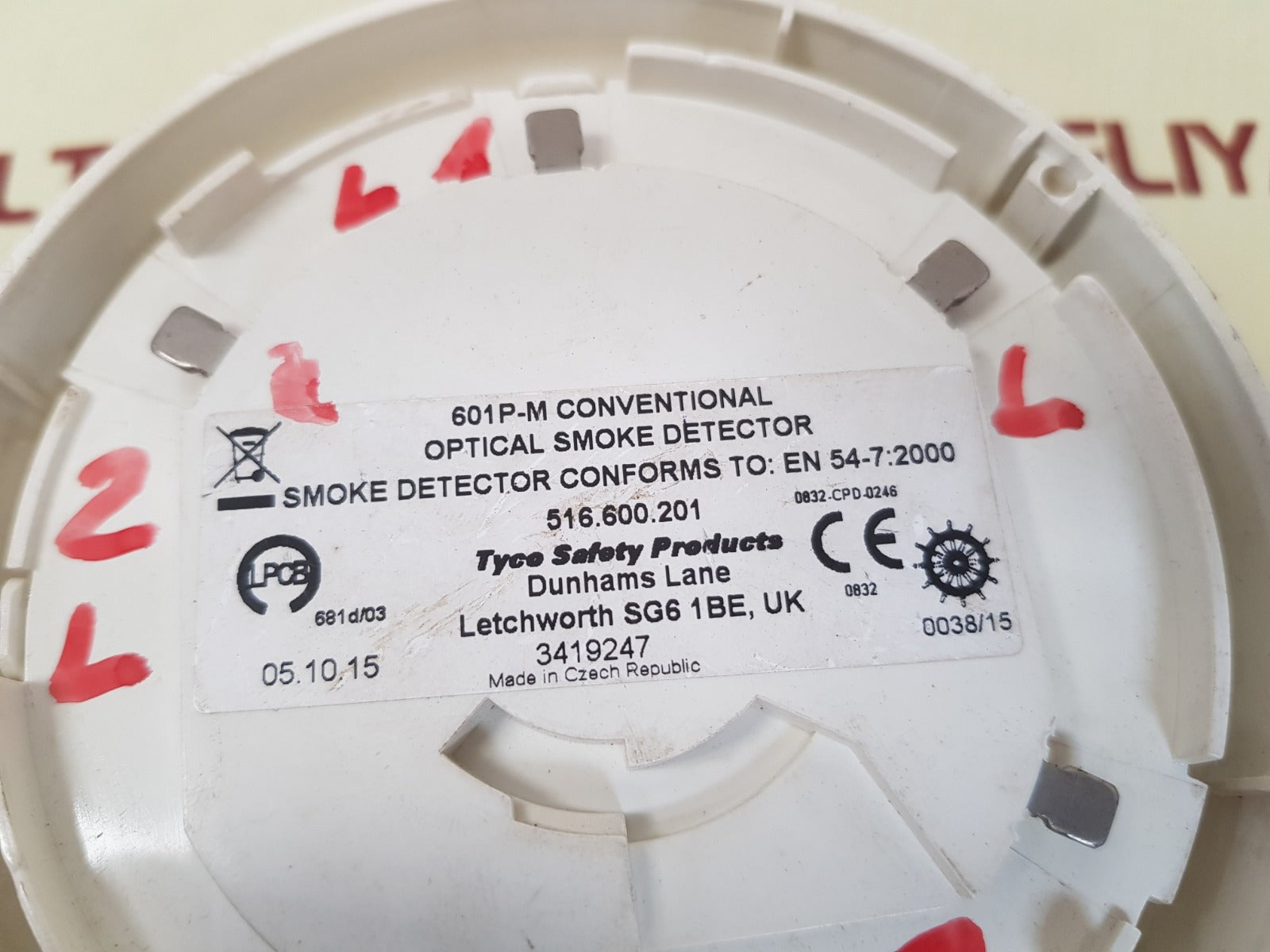 Tyco 601p-m conventional optical smoke detector