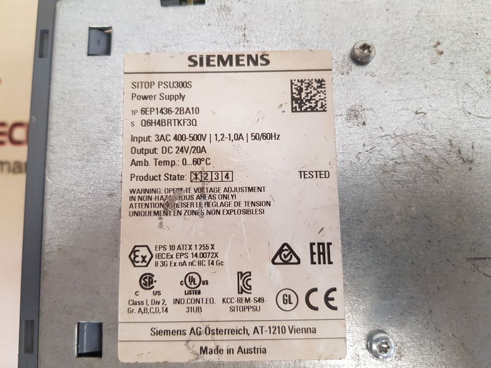 Siemens 6ep1436-2ba10 sitop psu300s power supply