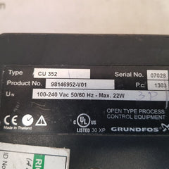 Grundfos cu 352 multi pump control Panel