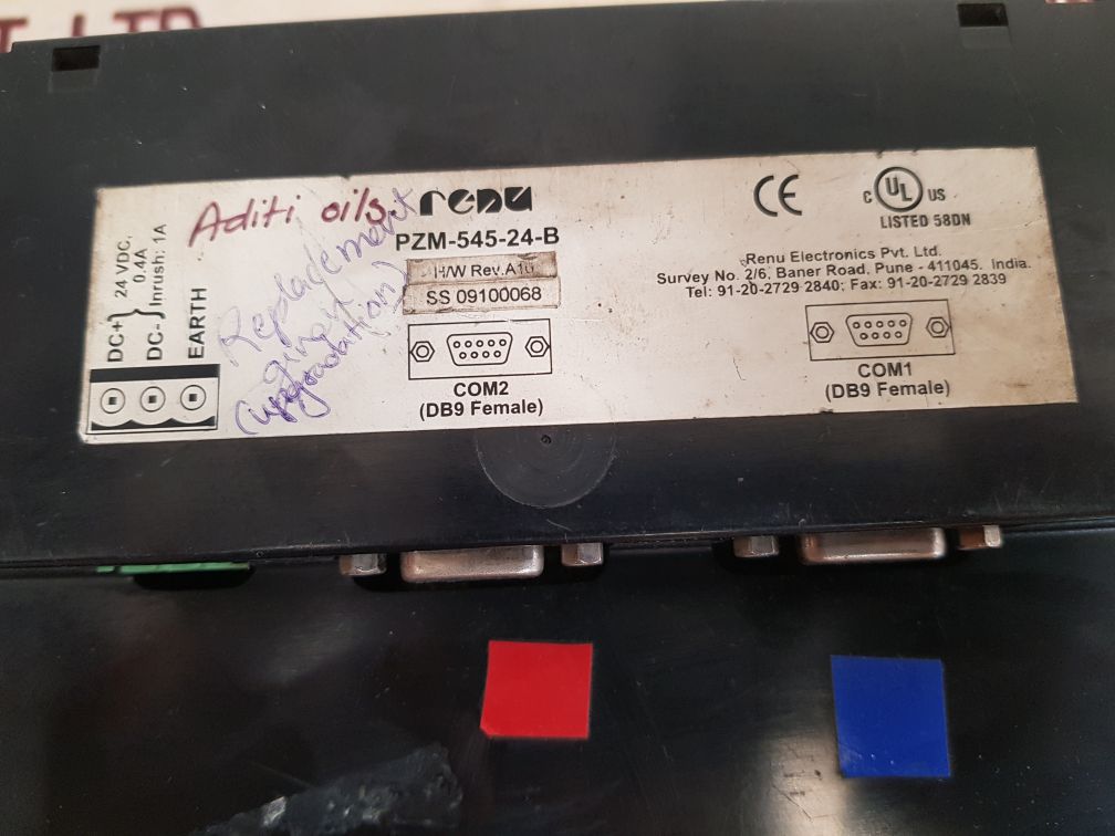 Renu electronics pzm-545-24-b touch screen operator hmi interface panel rev. a10