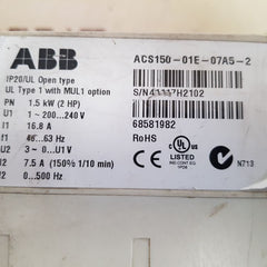 Abb acs150-01e-07a5-2 inverter 1.5 kw
