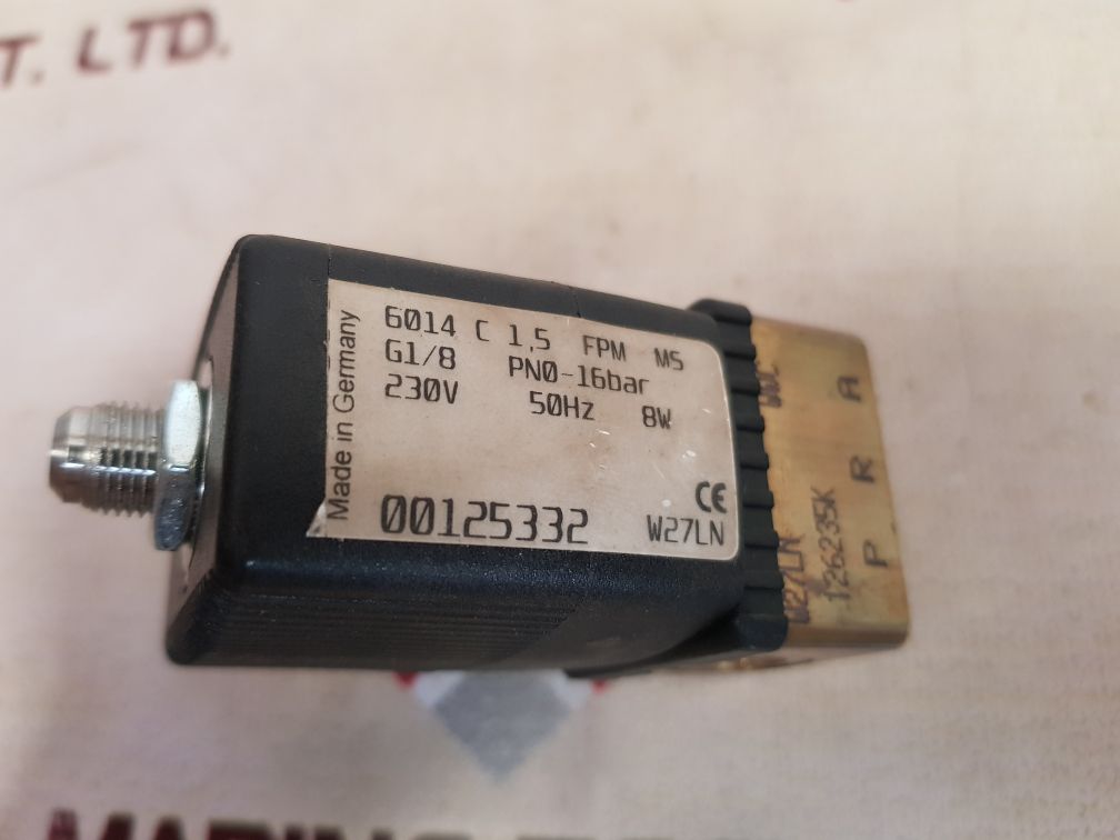 Burkert 6014-c 1, 5 fpm ms 230v 50hz 8w solenoid valve