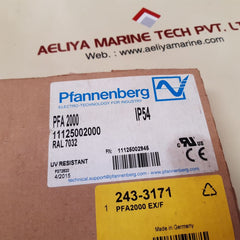 Pfannenberg pfa 2000 exhaust fan filter 11125002000