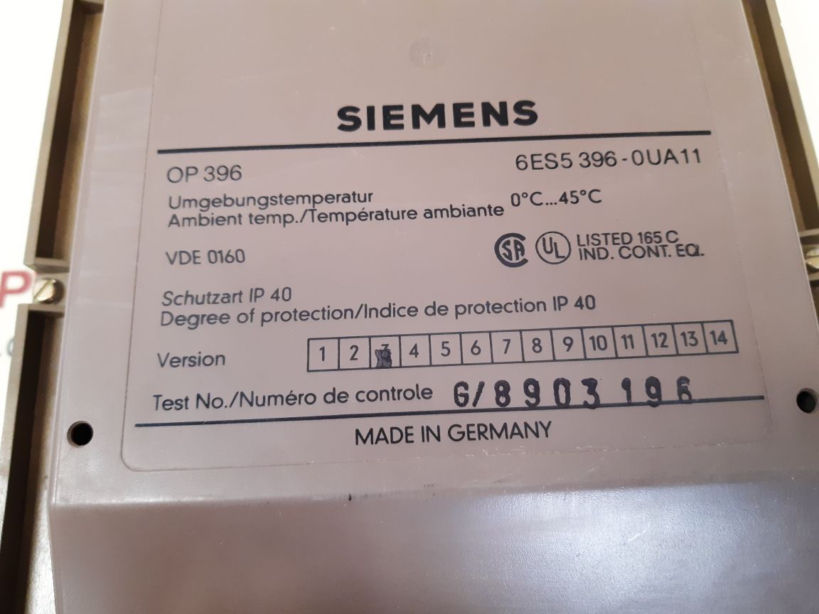 Siemens 6es5 396-0ua11 simatic op396 operator panel