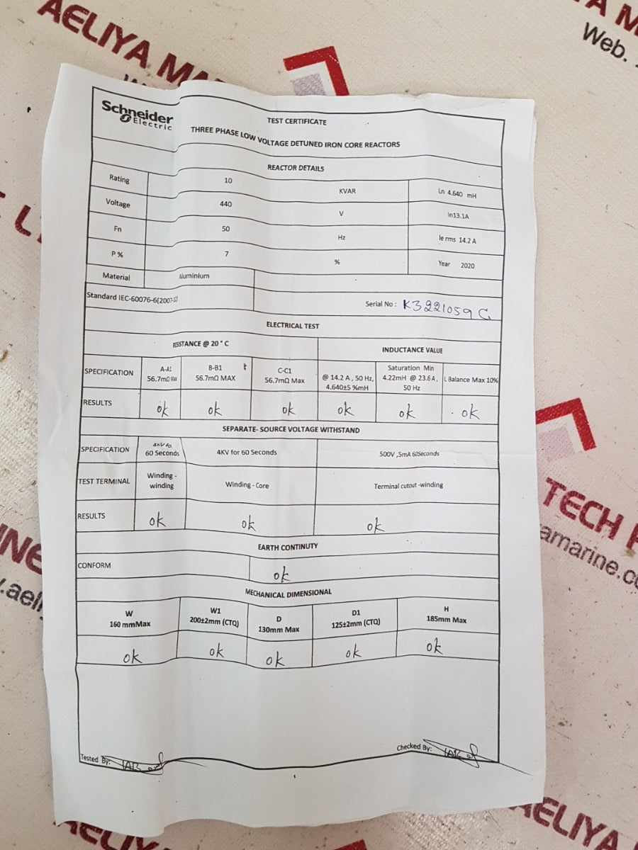 schneider electric lvr07100a44l0 detuned reactor