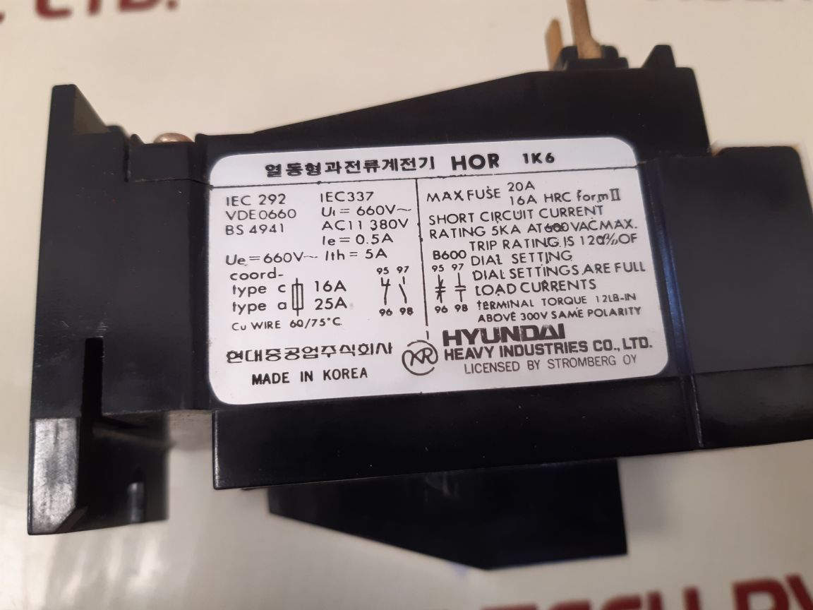 Hyundai hor 1k 6 thermal overload relay new
