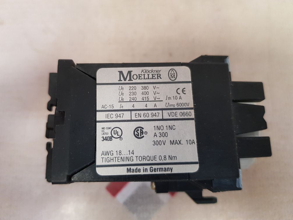 Klockner moeller tpd h 11 dil pneumatic timer module