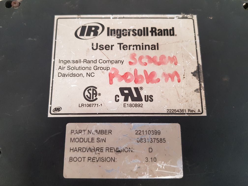 Ingersoll rand 22110399 user terminal