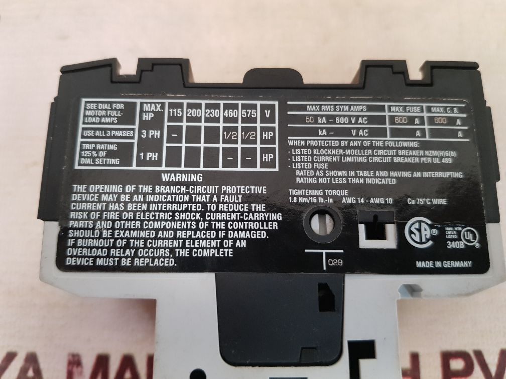 Klockner moeller pkzm0-1 motor protective switch circuit-breaker